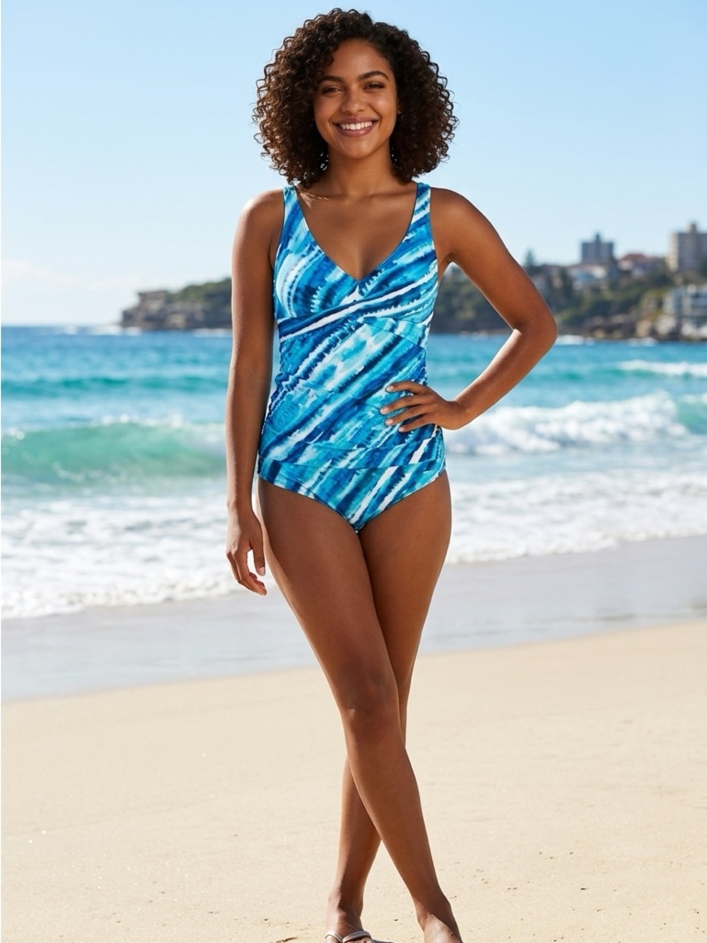 NWT Kim Gravel Women’s One Piece Swimsuit Blue/Green - Size 12